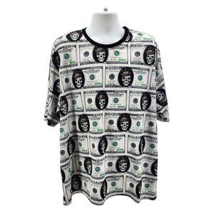 Fresh Prints of Bel Air Mens 4XL Shirt One Hundred Dollar Bill Skull Print Money
